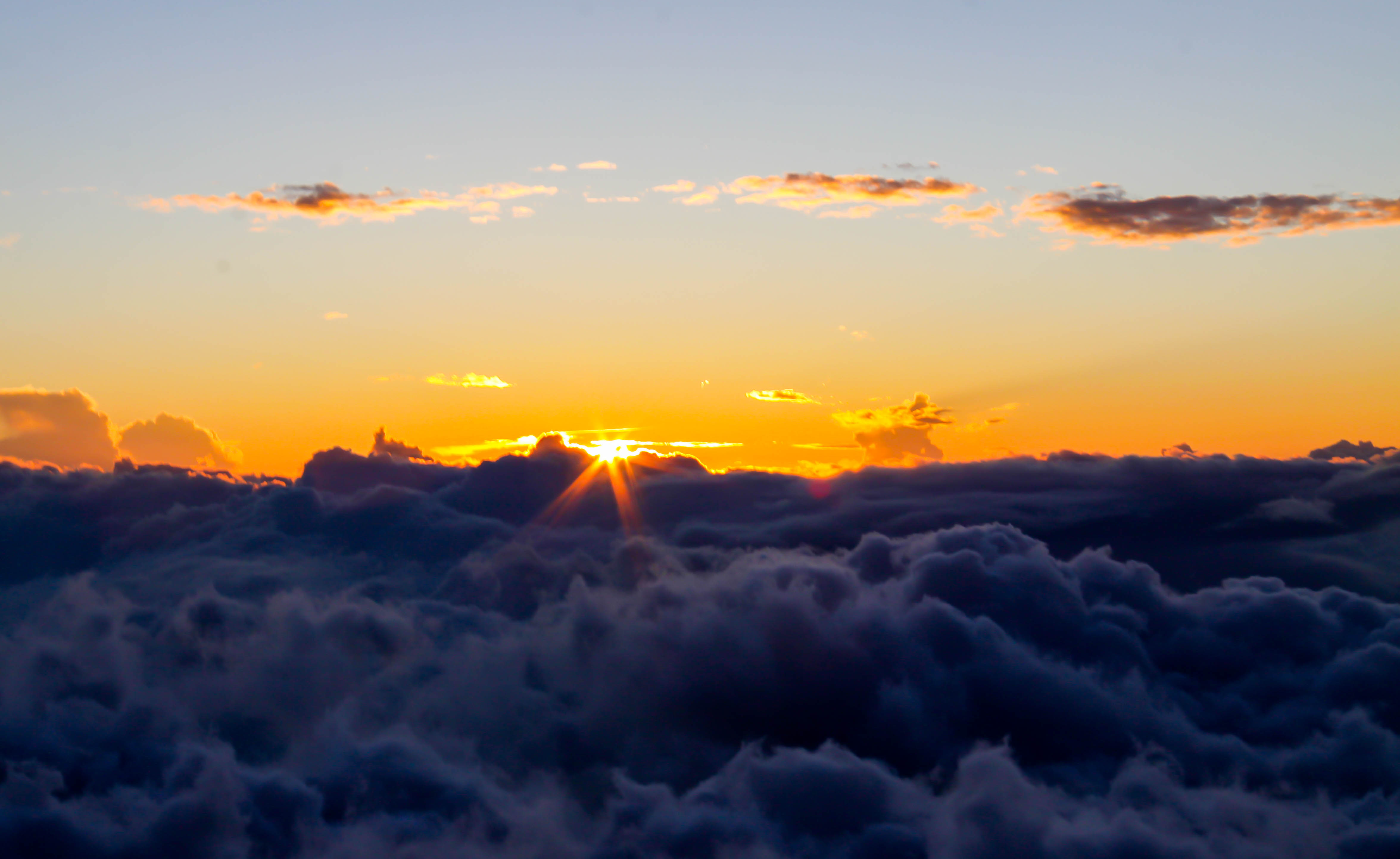 Sun is disappearing at Haleakala Summit