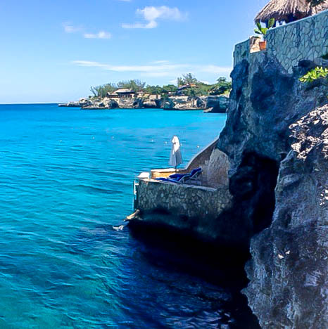 Sun Bed and the Blue Hole at The Caves, Negril